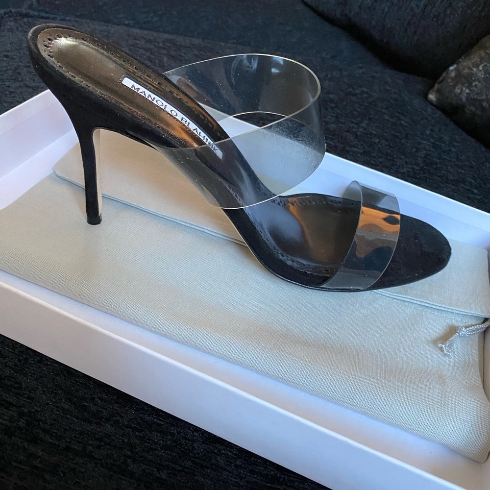 Manolo PVC mules. Runs 1/2 size small